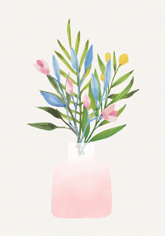 Vinyl teppich blumen im topf - TenStickers