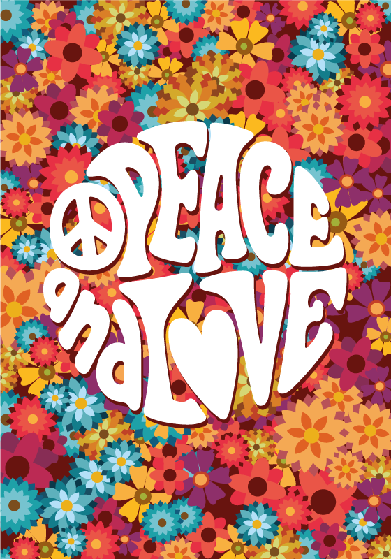 Vinyl teppich blumen frieden und liebe - TenStickers