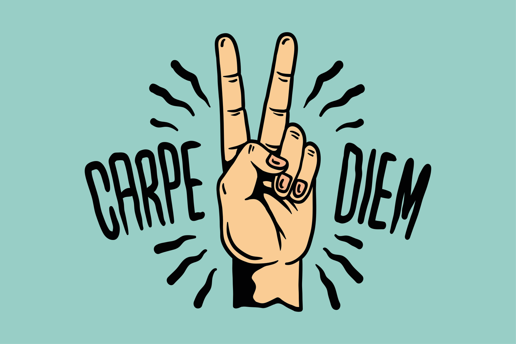 Vinyl teppich spruch carpe diem frieden hand illustration - TenStickers