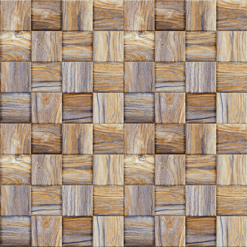 Vinyl teppich geometrisch 80er jahre holzoptik mosaik - TenStickers