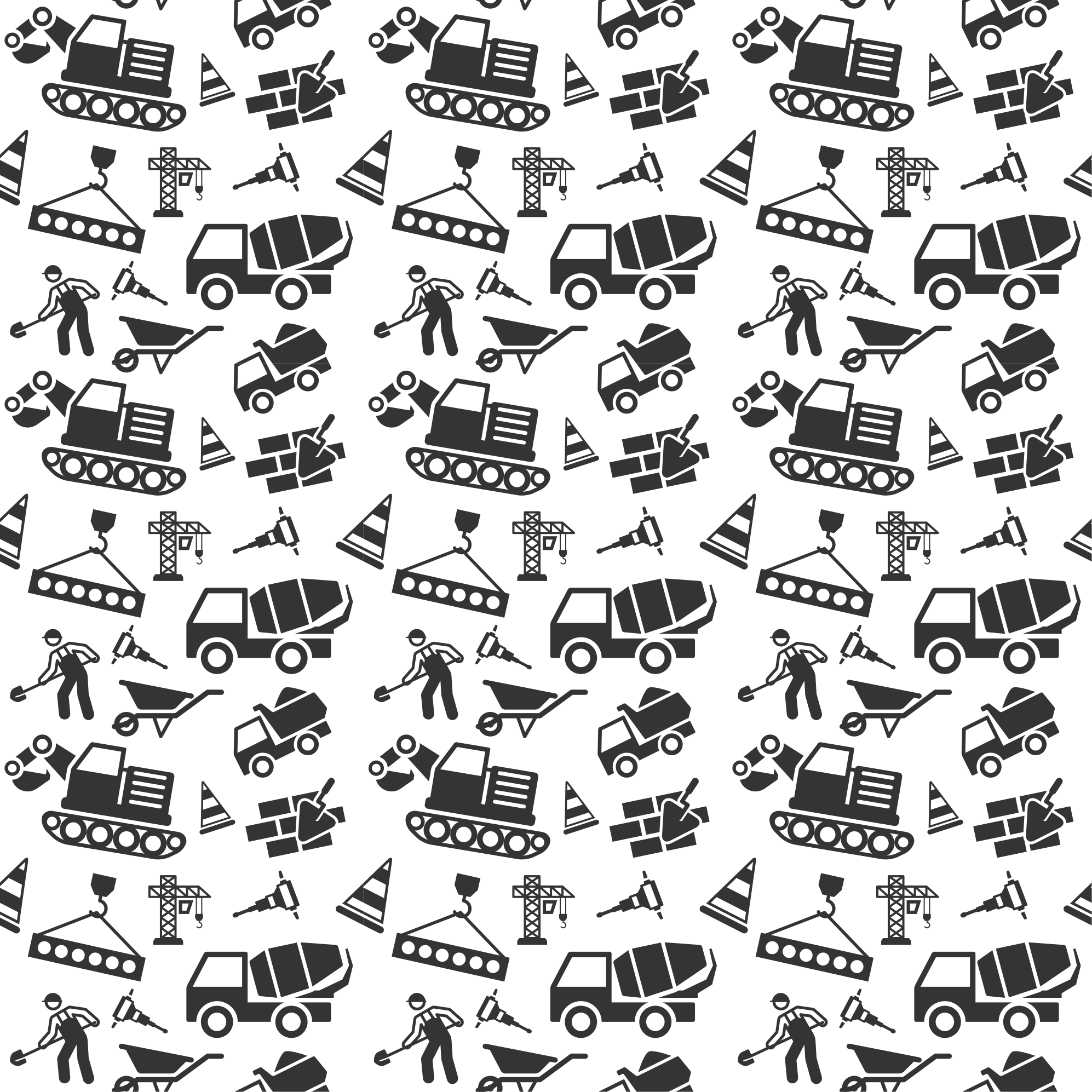 Vinyl teppich kinderzimmer in einfarbig bagger und lkw - TenStickers