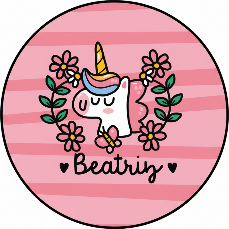Vinyl teppich kinderzimmer mit süßem blumen-einhorn - TenStickers