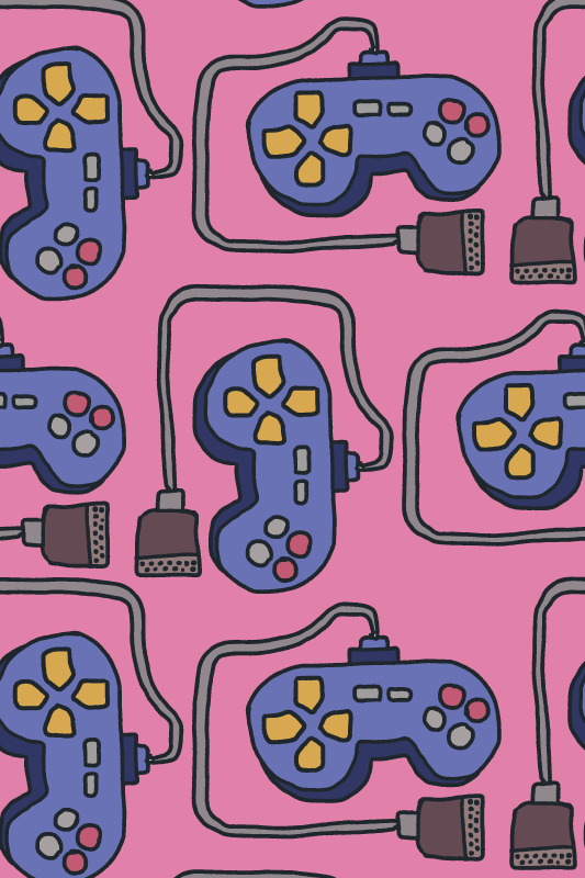 Vinyl teppich spiele im retro-controller-design - TenStickers