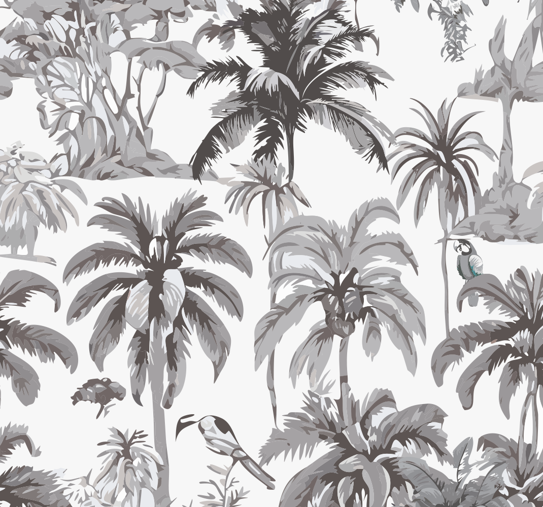 Vinyl teppich grau mit palmenmotiven - TenStickers