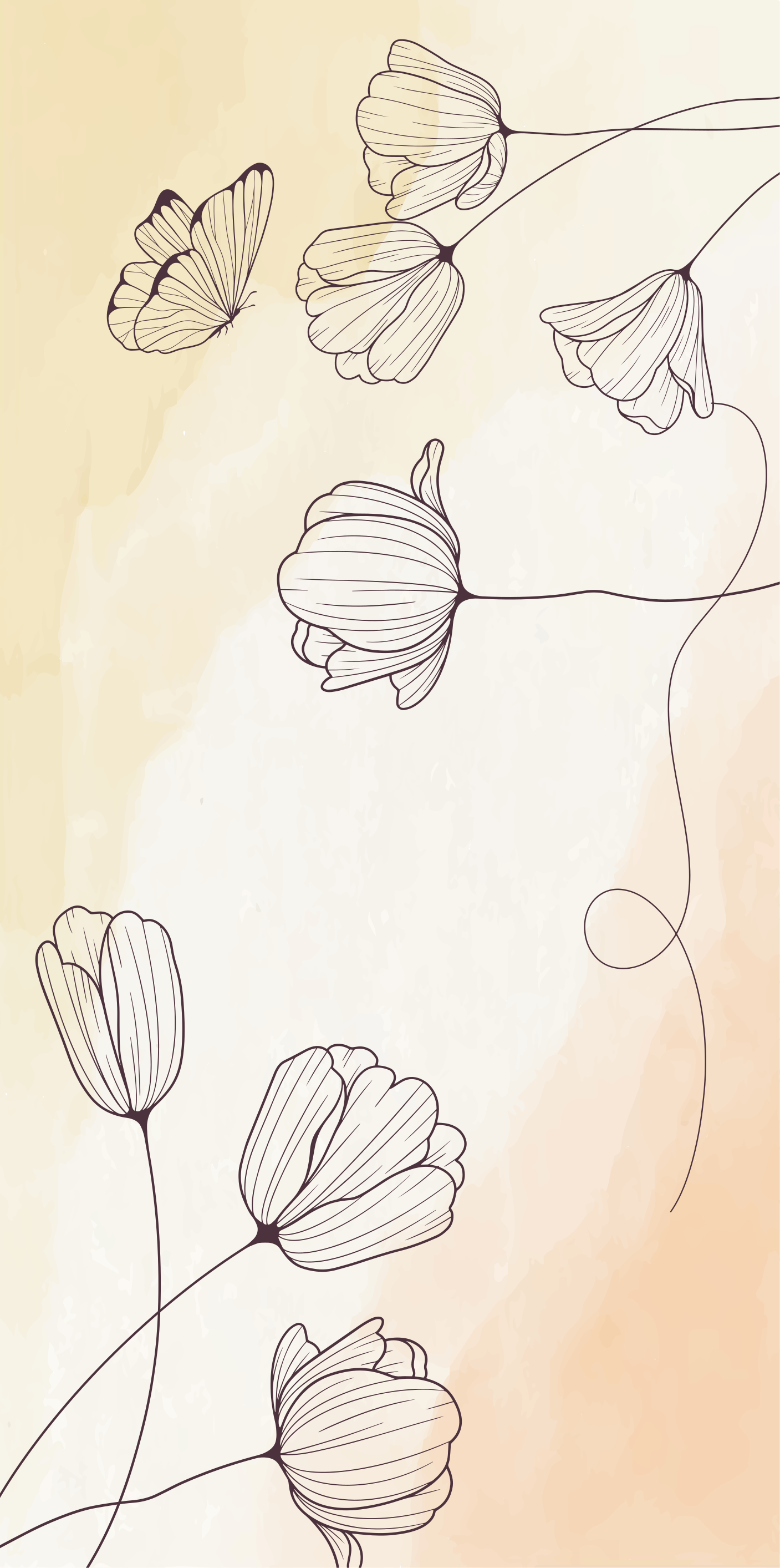 Vinyl teppich beige mit schönen blumen - TenStickers