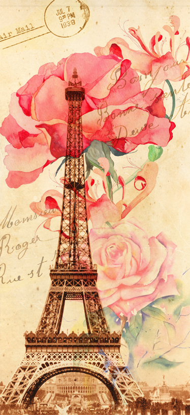 Vinyl teppich beige im retro-stil von paris - TenStickers