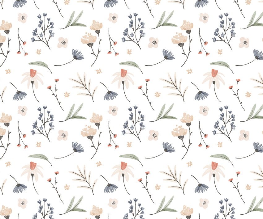 Vinyl teppich weiß mit aquarell blumenmuster - TenStickers