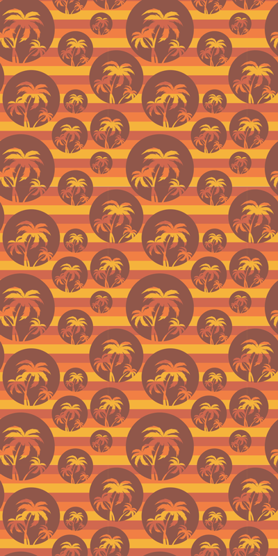 Vinyl teppich braun retro sonnenuntergang und palmen - TenStickers