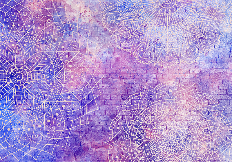 Vinyl teppich lila ziegelmauer mit mandala-muster - TenStickers