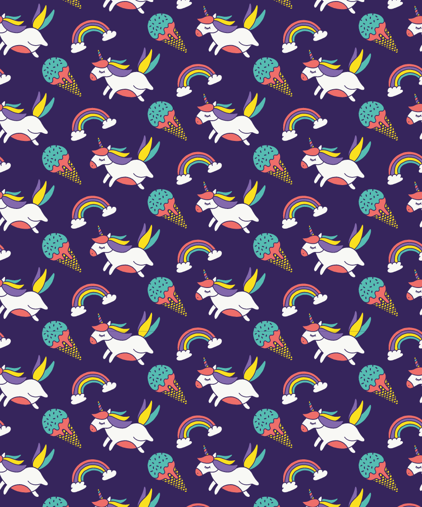 Lila vinyl teppich mit handgezeichnetem einhornmuster - TenStickers