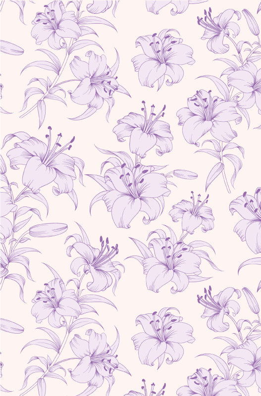 Vinyl teppich lila mit blühenden lilien design - TenStickers