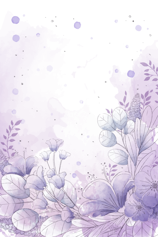 Vinyl teppich lila mit lila und blauen blumen - TenStickers