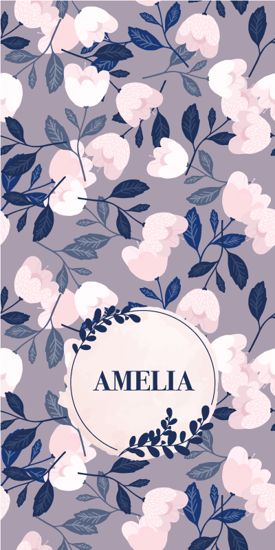 Vinyl teppich lila mit pastellfarbenen blumen - TenStickers