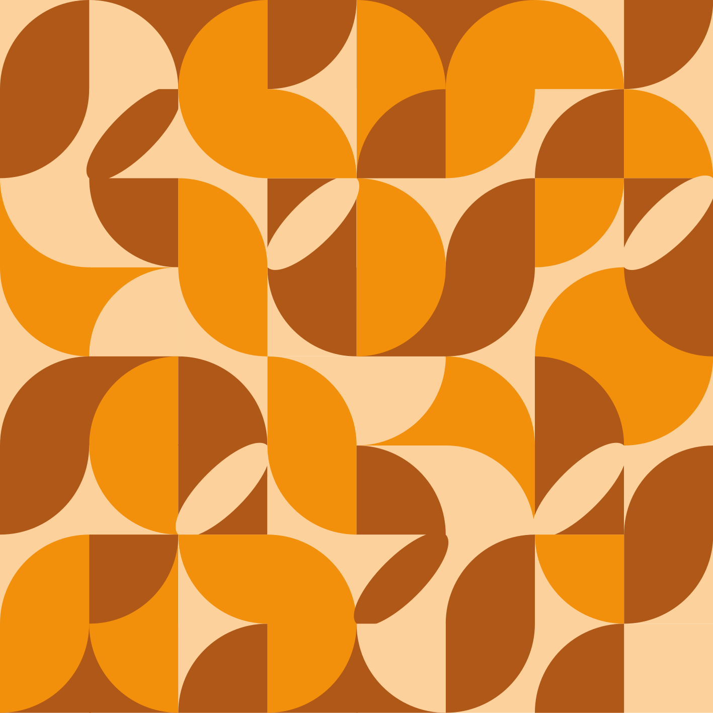 Vinyl teppich orange mit retro orange figuren - TenStickers