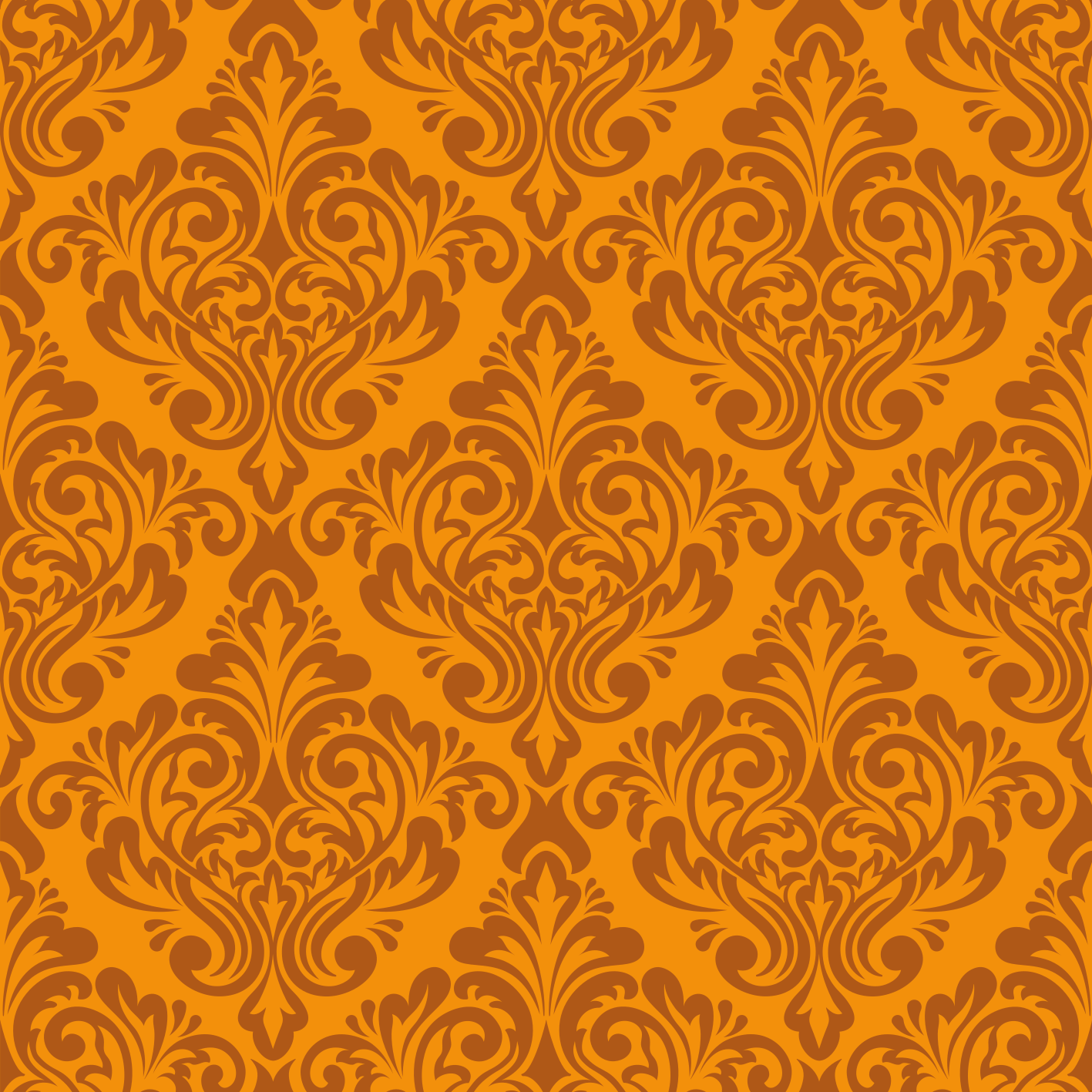 Vinyl teppich orange im vintage damask-design - TenStickers