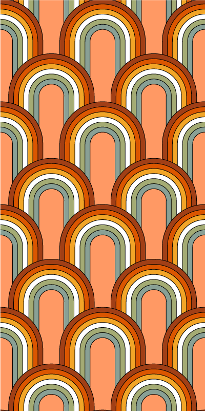 Vinyl teppich orange im regenbogen 70er muster - TenStickers
