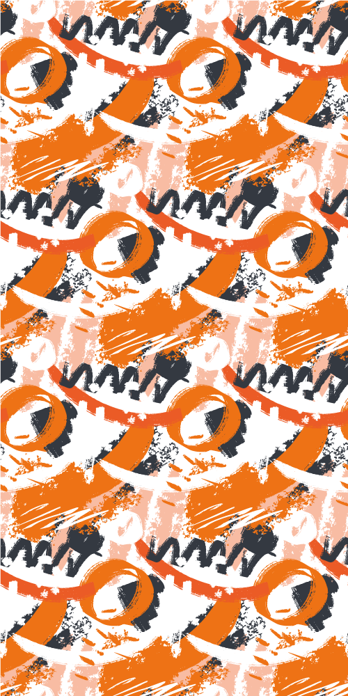 Vinyl teppich orange mit abstrakten orangen aquarellstrichen - TenStickers