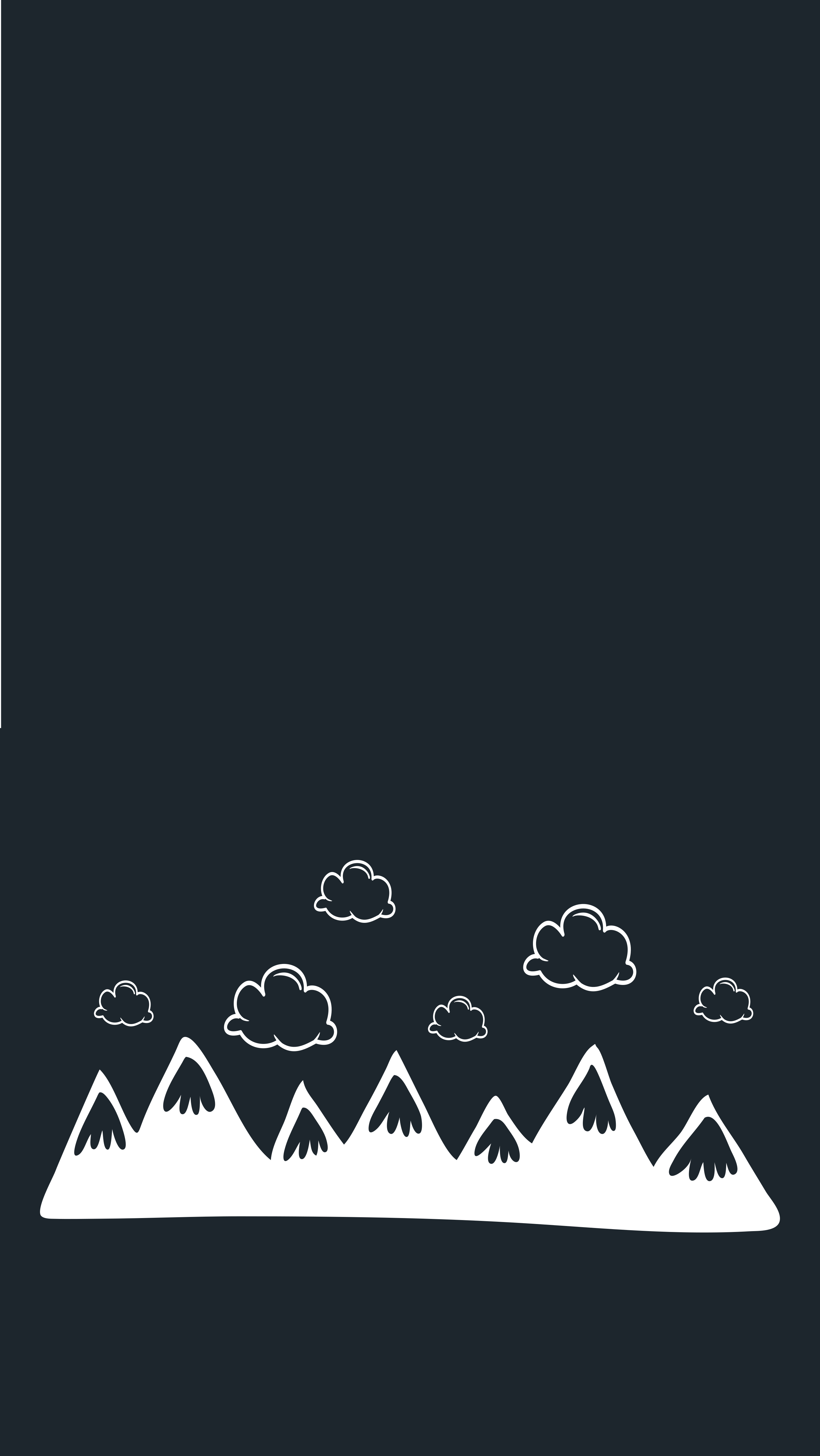 Vinyl teppich schwarz mit handgezeichneten bergen und wolken - TenStickers