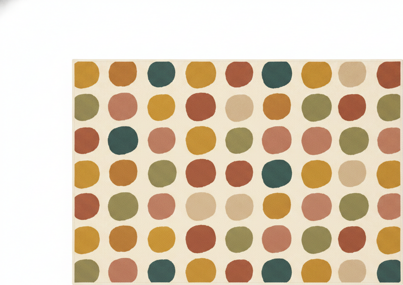 Vinyl teppich rot mit buntem boho punkte-muster - TenStickers