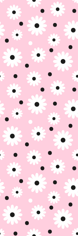 Vinyl teppich rosa mit pinken punkten und blumenmuster - TenStickers