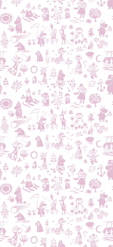 Vinyl teppich rosa mit pinkem moomin tapetenmotiv - TenStickers