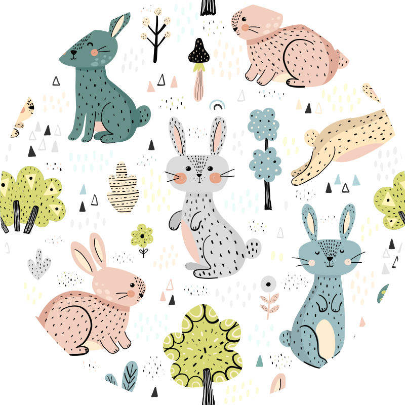 Vinylteppich Kaninchen und Hasen - TenStickers