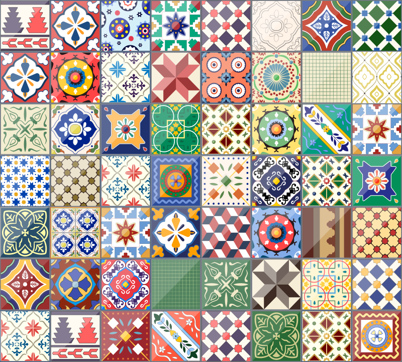 Vinyl Teppich Fliesenoptik bunter Mosaikfliesen-Effekt - TenStickers