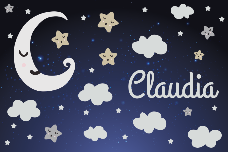 Namens Vinyl Teppich anpassbares Starry Night Design - TenStickers