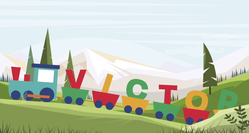 Vinyl Teppich Baby Zug mit Namen - TenStickers