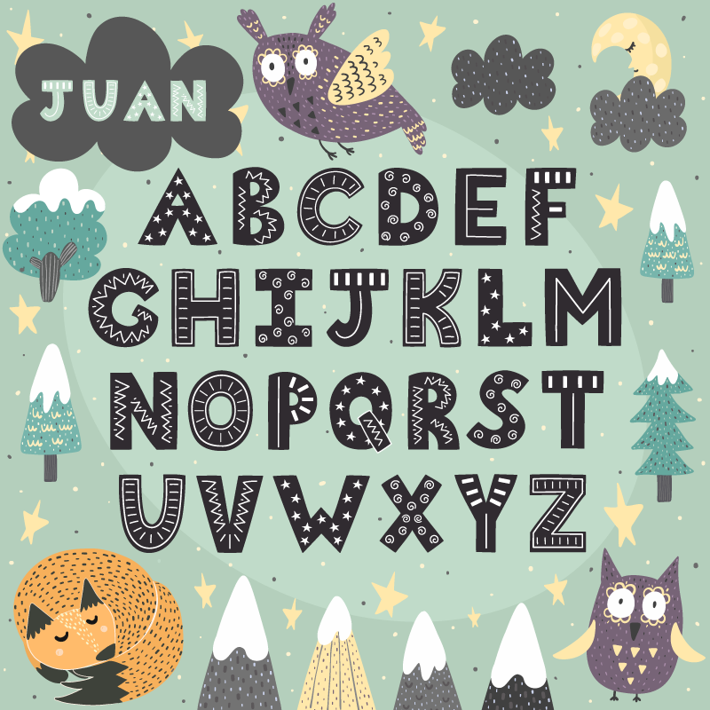 Namens Vinyl Teppich alphabet Learning Decor - TenStickers