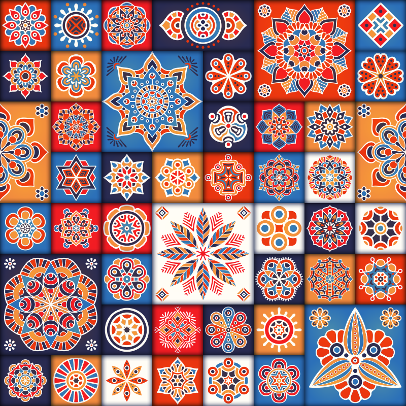 Vinyl Teppich geometrisch mosaikfliesenarbeit - TenStickers