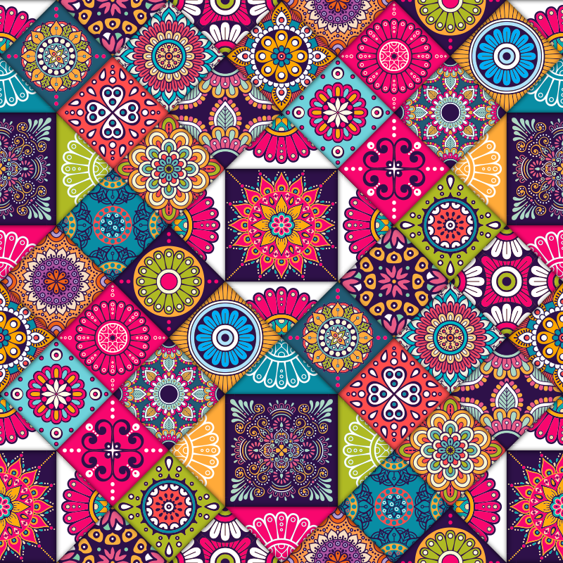 Vinyl teppich mandala fliesen patchwork - TenStickers