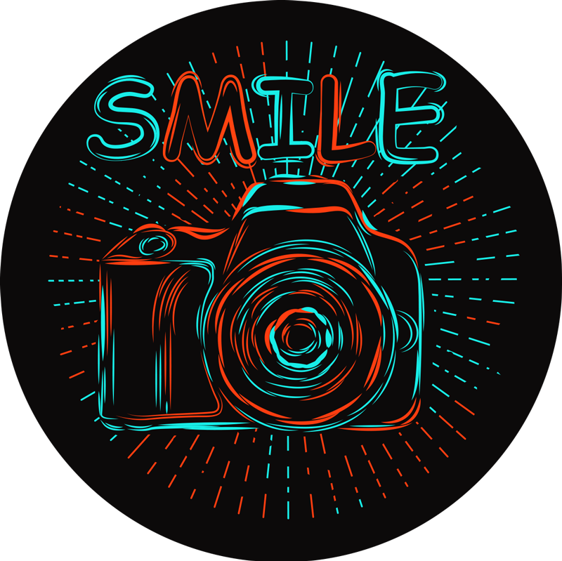 Vinyl Teppich Kinder neonkameraillustration - TenStickers