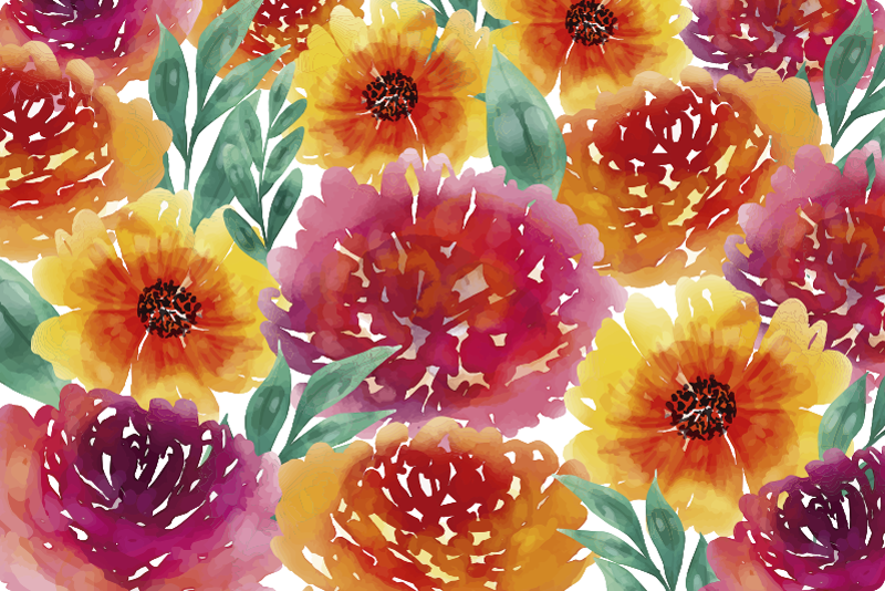 Vinyl Teppich Blumen blumenaquarell - TenStickers