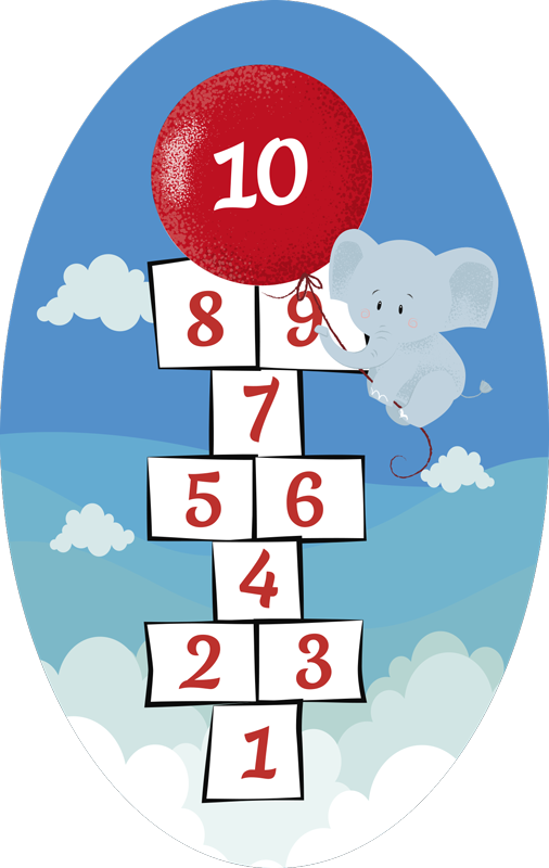 Vinyl Teppich Kinder himmel und hölle ballon elefant - TenStickers