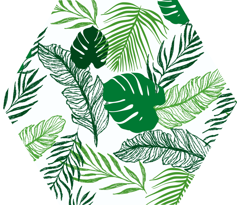 Vinyl Teppich Blumen tropisches laubsechseck - TenStickers