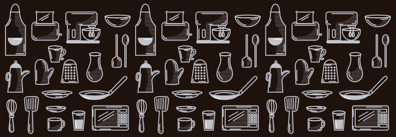 Vinyl teppich küche utensilien muster - TenStickers