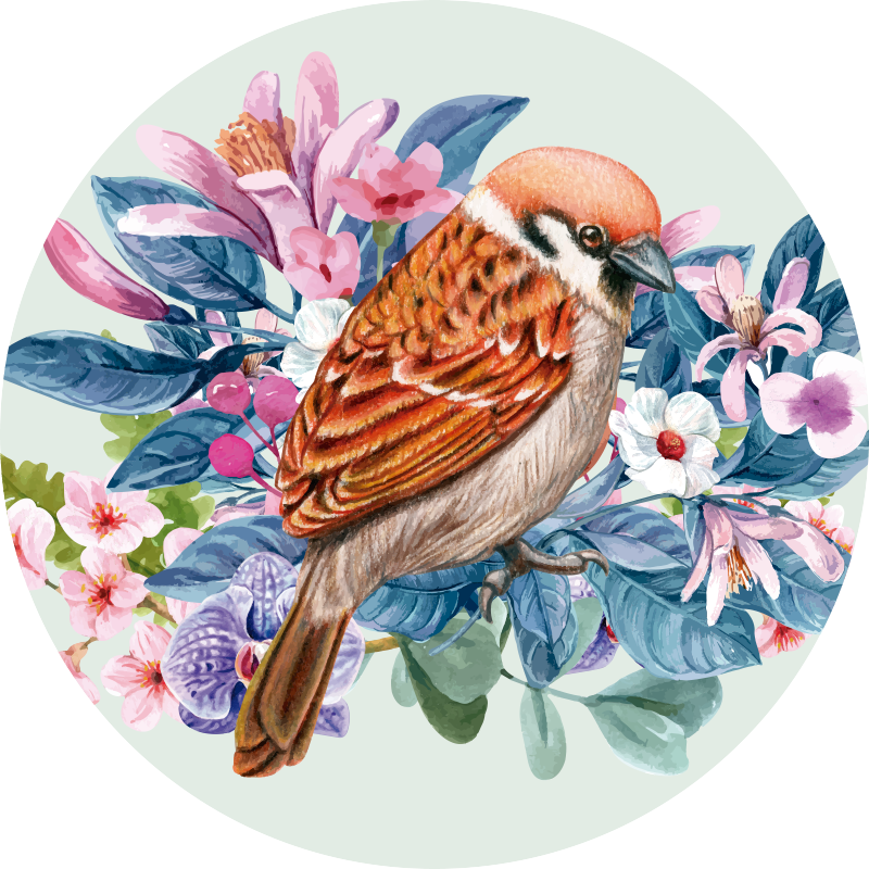 Prächtiger runder vogel vinyl teppich - TenStickers