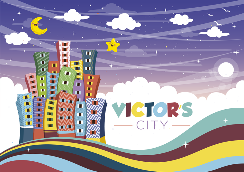 Vinyl Teppich mit Namen stadtbild regenbogen - TenStickers