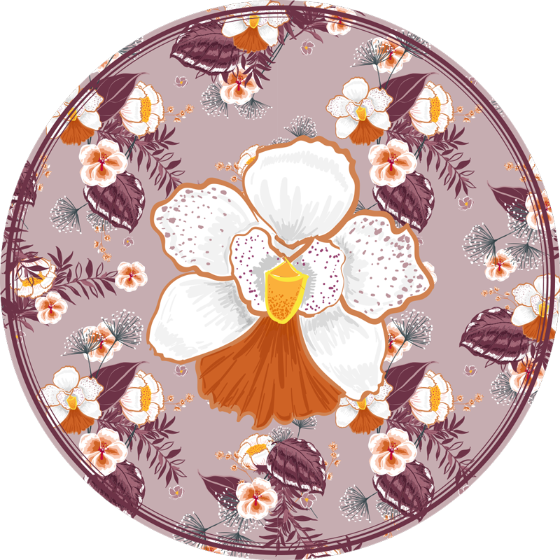 Runde bunte blume vinyl wohnzimmer teppich - TenStickers