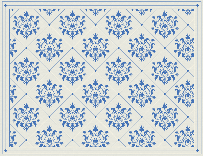 Vinyl teppich fliesenoptik ornamental blau - TenStickers