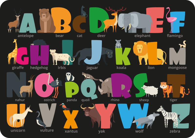 Vinyl Teppich Alphabet alphabetische fauna - TenStickers