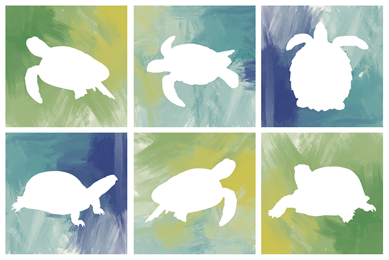 Vinyl Teppich Tiere schildkröten-silhouette-mosaik - TenStickers