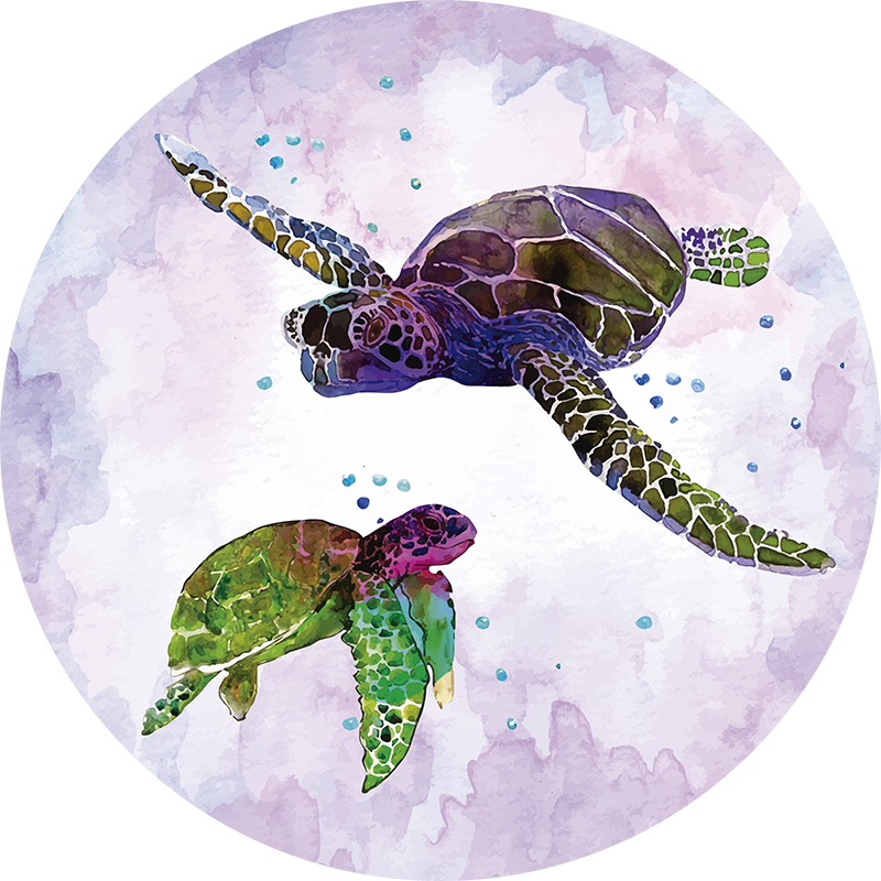 Vinyl Teppich Tiere Schildkröten Gemälde - TenStickers