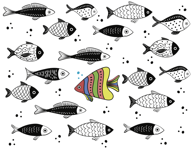 Vinyl teppich tiere mit fischmuster - TenStickers