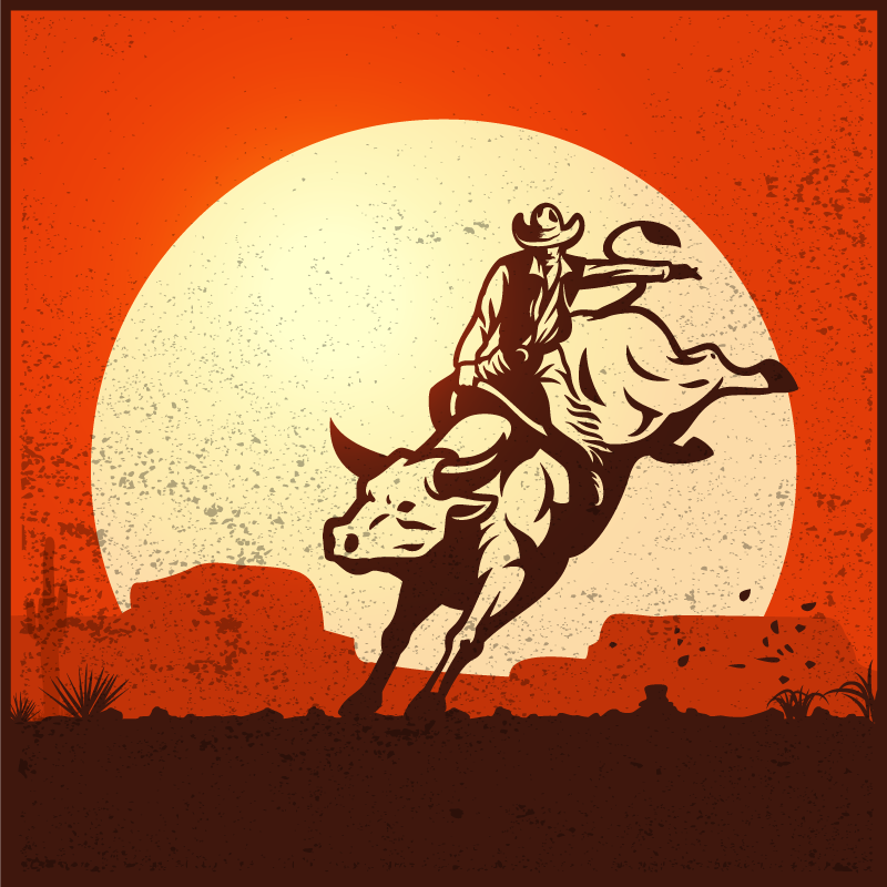 Vinylteppich kindlich cowboy-stier-silhouette - TenStickers