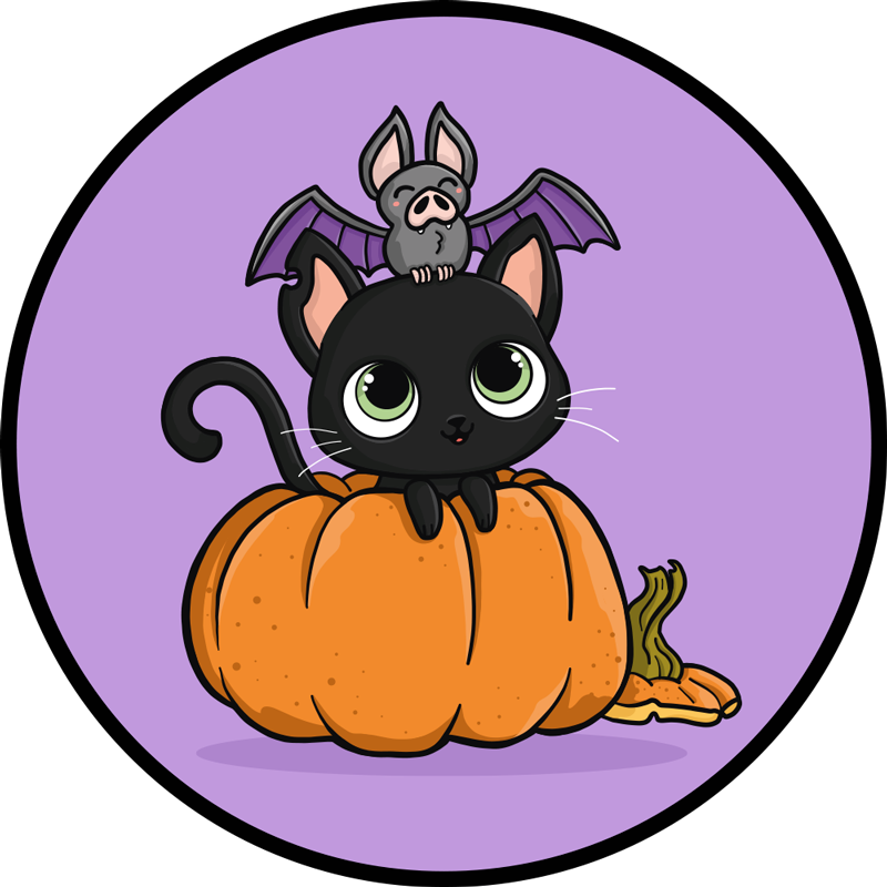 Vinyl teppich halloween fledermaus katze - TenStickers