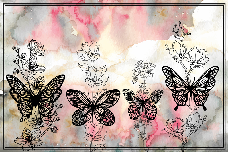 Vinyl Teppich Blumen schmetterling blumenmuster - TenStickers