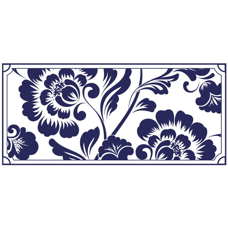 Vinyl Teppich Blumen marineblaues blumenmuster - TenStickers