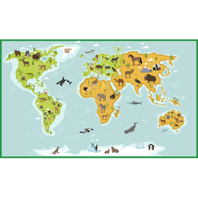 Vinyl Teppich Kinderzimmer Blaue vintage Weltkarte - TenStickers